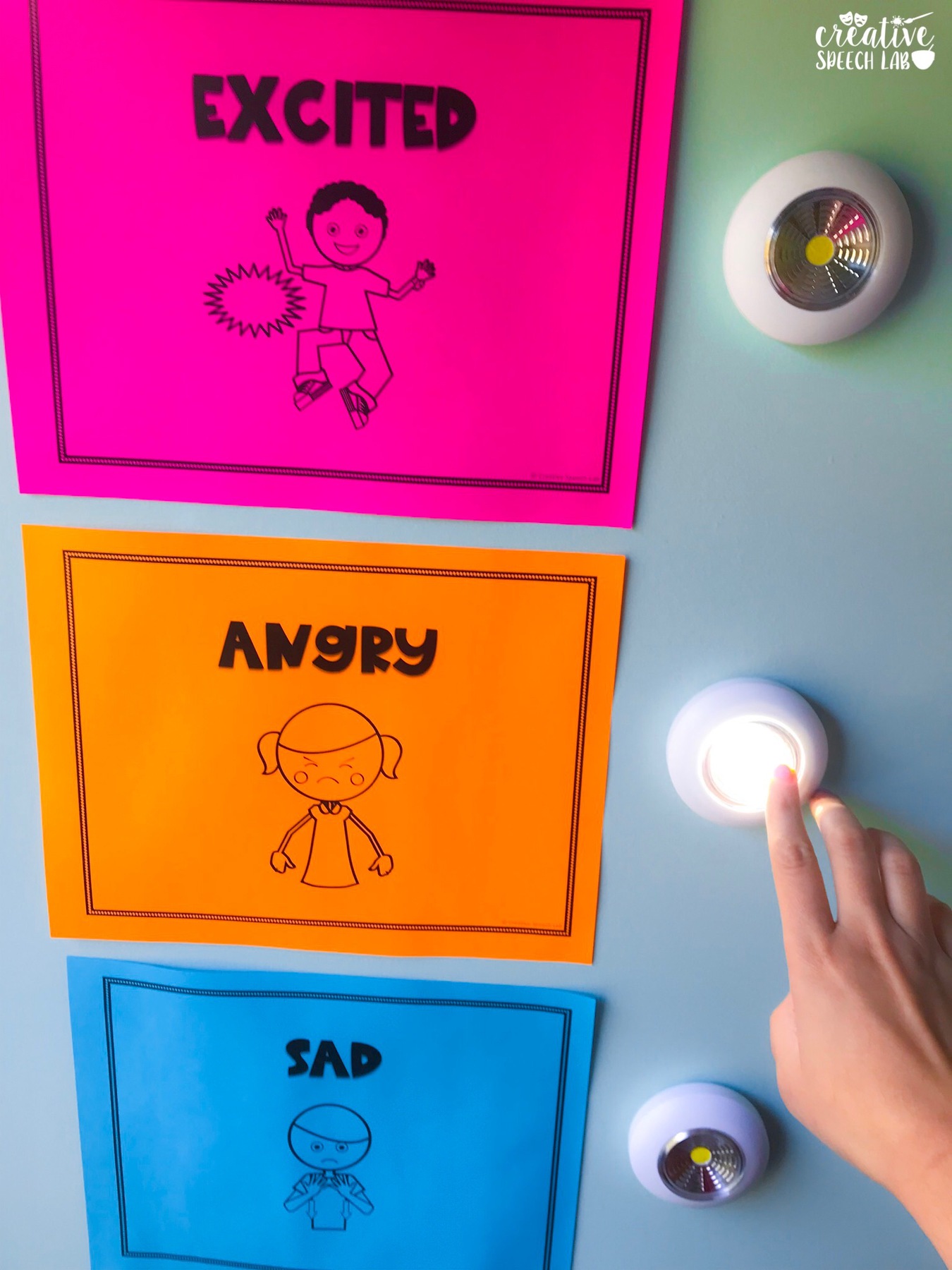 Displaying emotion vocabulary with tap lights.