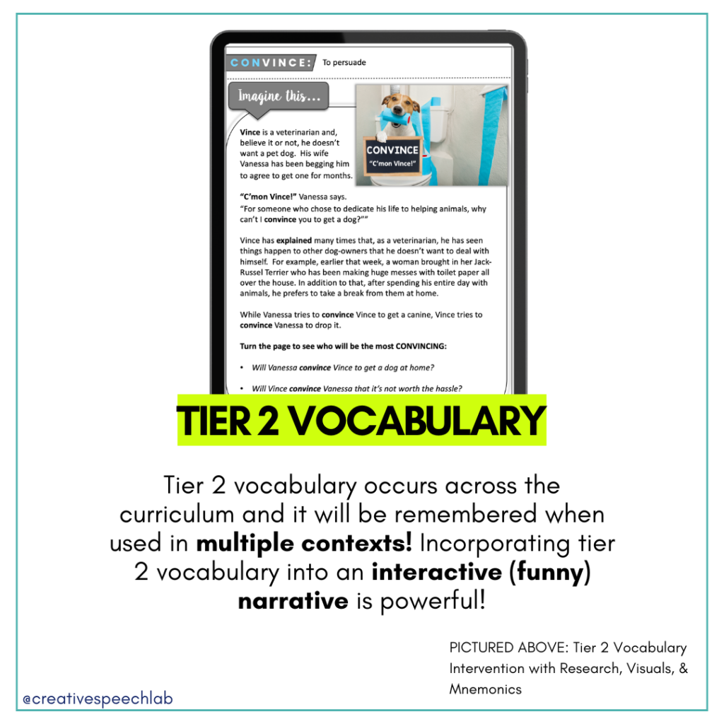 Example of how to teach the tier 2 word "convince" in multiple, interactive ways through the context of a humorous narrative.