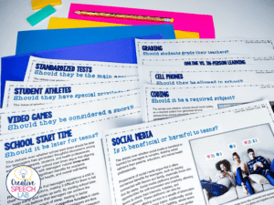 Photo of debates topics that would interest upper elementary, middle and high school students.